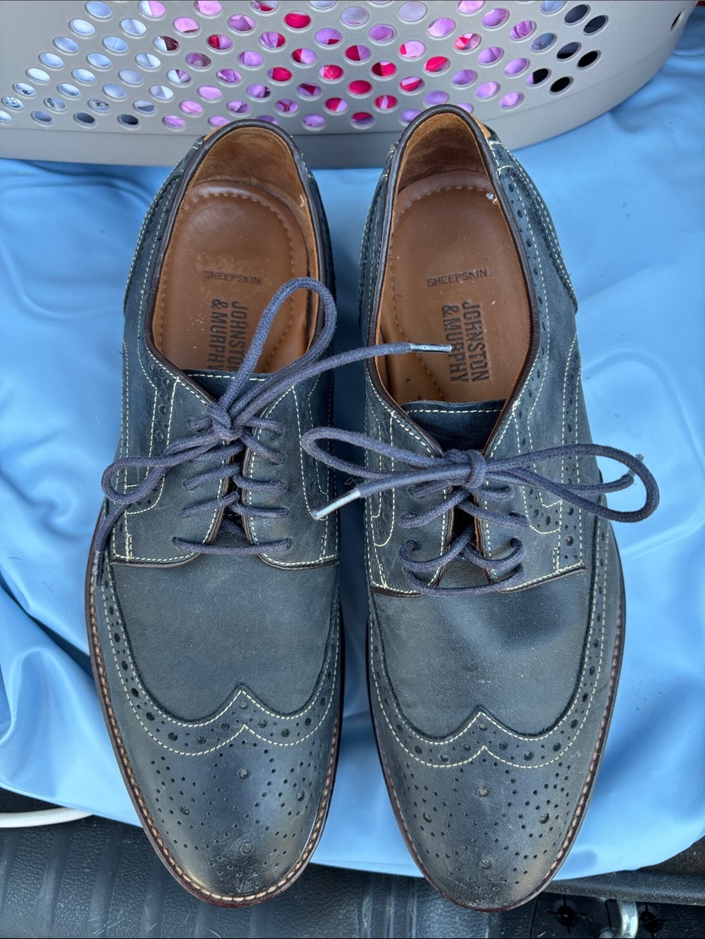 Johnston & Murphy Men’s Blue Gray Wingtip Derby Oxfords 8.5